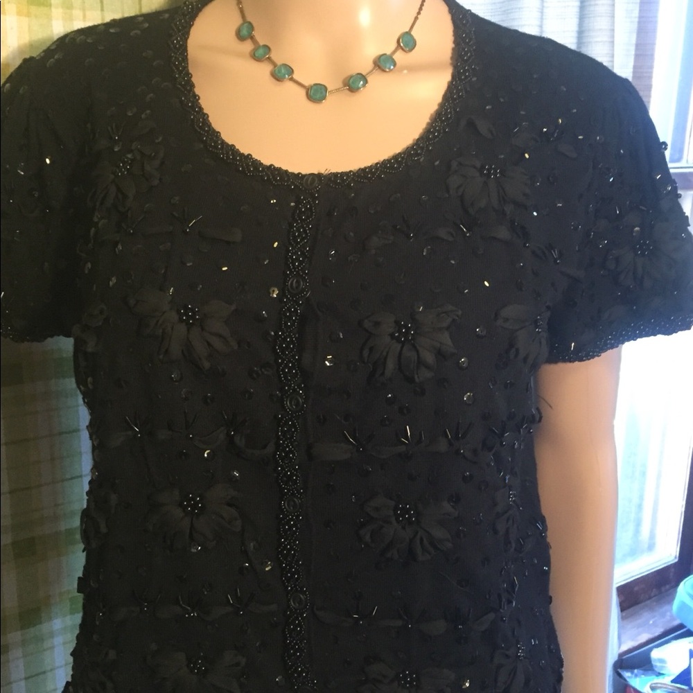 Vintage Short Black Fancy Cardigan.